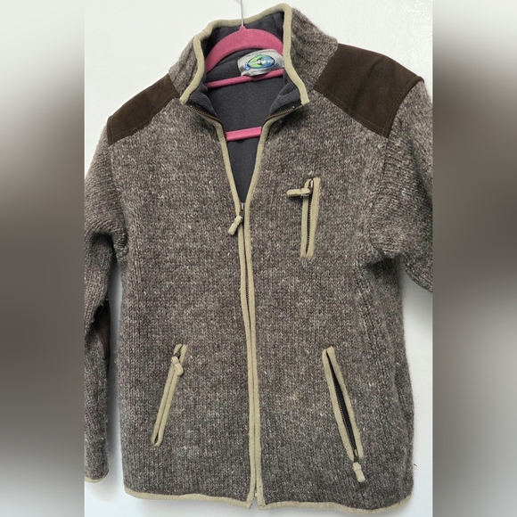 Vintage Laundromat 100% Wool Brown Zip-Up Outdoor Jacket Sz M Fleece Linning - Picture 7 of 12